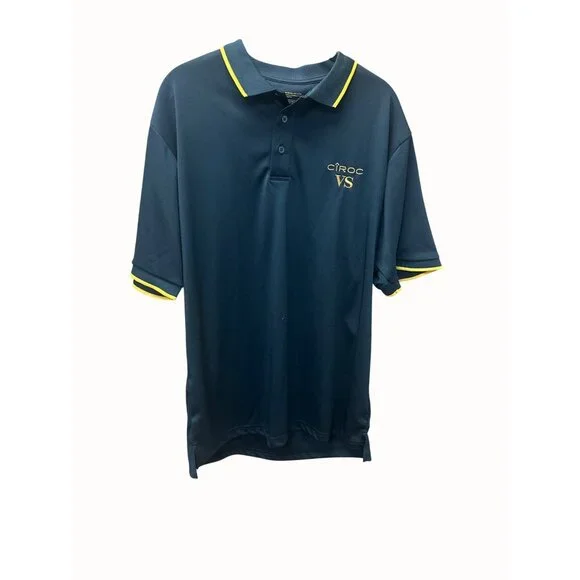Ciroc VS Mens Black Polo Shirt Yellow Accents Large Short Sleeve - Picture 2 of 7